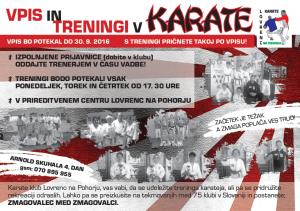Vpis in treningi v karate - letak